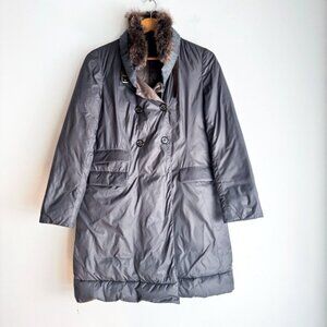 Brunello Cucinelli Brown  Nylon Down Filled Detachable Fur Collar Jacket S